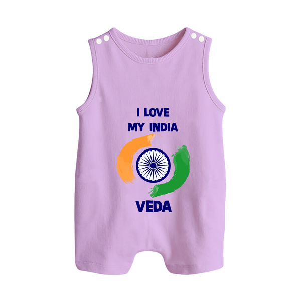 I Love My India Tricolour Pride Button Romper - LILAC - New Born (Chest 18")