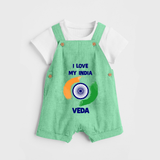 I Love My India Personalised Kid Dungaree - GREEN - 0 - 5 Months Old (Chest 18")