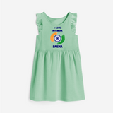 I Love My India Personalised  Frock - MINT GREEN - 1 - 2 Years Old (Chest 22" , Full Length 22")