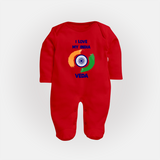 I Love My India Personalised Baby Fullbody Suit - RED - New Born (Chest 7.5")