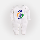 I Love My India Tricolour Pride Full Body Suit - WHITE - New Born (Chest 7.5")