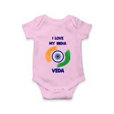 I Love My India Tricolour Pride Romper - BABY PINK - New Born (Chest 14")