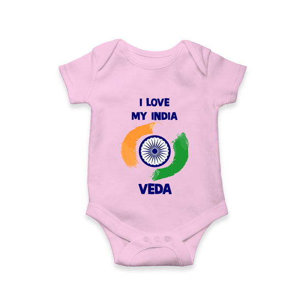 I Love My India Tricolour Pride Romper - BABY PINK - New Born (Chest 14")