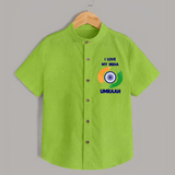 I Love My India Tricolour Pride Shirt - LIME GREEN - 0 - 6 Months Old (Chest 23")