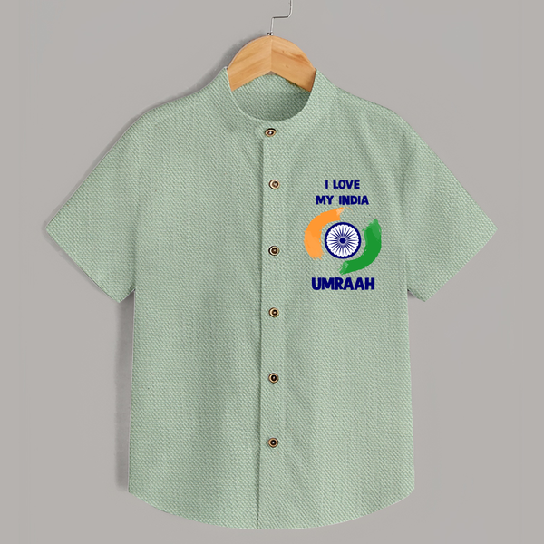 I Love My India Tricolour Pride Shirt - MINT GREEN - 0 - 6 Months Old (Chest 23")