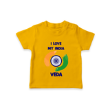 I Love My India Tricolour Pride T Shirt - CHROME YELLOW - 0-5 Months Old (Chest 17")