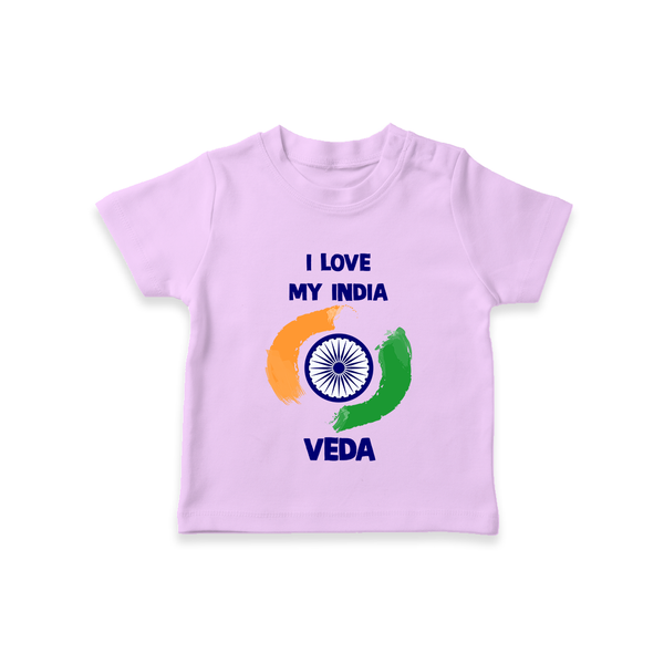 I Love My India Tricolour Pride T Shirt - LILAC - 0-5 Months Old (Chest 17")