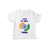 I Love My India Tricolour Pride T Shirt - WHITE - 0-5 Months Old (Chest 17")