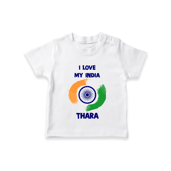I Love My India Personalised Kid T-Shirt - WHITE - 0-5 Months Old (Chest 17")