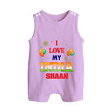 I Love My India Customized Baby Romper Suit - LILAC - 0 - 5 Months Old (Chest 18")