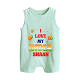 I Love My India Celebration Button Romper - MINT GREEN - New Born (Chest 18")
