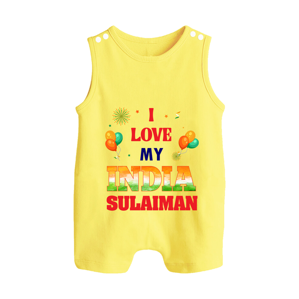 I Love My India Celebration Button Romper - PASTEL YELLOW - New Born (Chest 18")