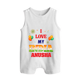I Love My India Celebration Button Romper - WHITE - New Born (Chest 18")