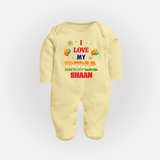 I Love My India Customized Baby Fullbody Suit - PASTEL YELLOW - New Born (Chest 7.5")