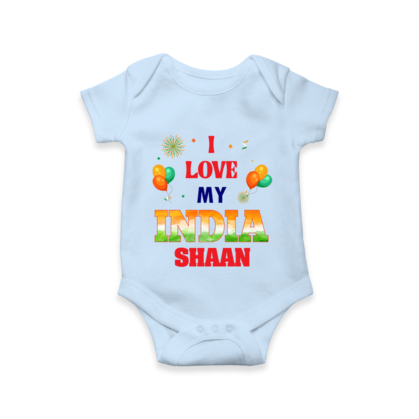 I Love My India Celebration Romper - BABY BLUE - New Born (Chest 14")