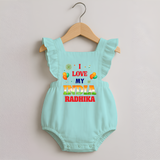 I Love My India Customized  Romper Frock - MINT GREEN - 0 - 3 Months Old (Chest 19")
