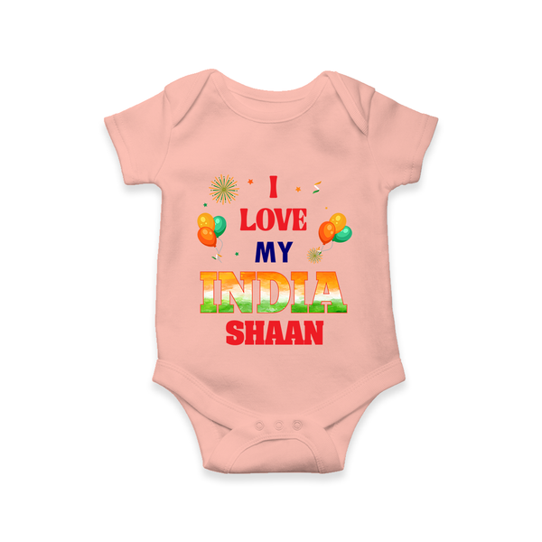 I Love My India Celebration Romper - PEACH - New Born (Chest 14")