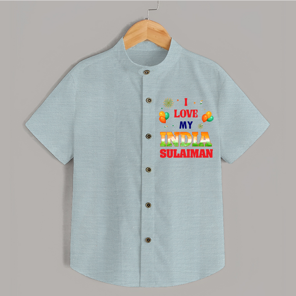 I Love My India Celebration Shirt - ARCTIC BLUE - 0 - 6 Months Old (Chest 23")