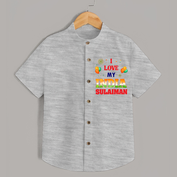 I Love My India Celebration Shirt - GREY - 0 - 6 Months Old (Chest 23")