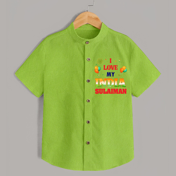 I Love My India Celebration Shirt - LIME GREEN - 0 - 6 Months Old (Chest 23")
