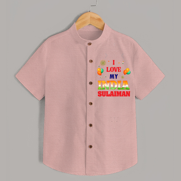 I Love My India Celebration Shirt - PEACH - 0 - 6 Months Old (Chest 23")