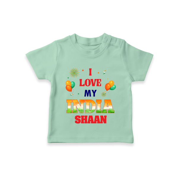 I Love My India Celebration T Shirt - MINT GREEN - 0-5 Months Old (Chest 17")