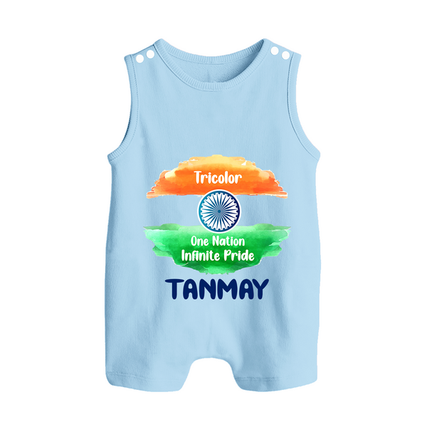 Tricolour Infinite Pride Button Romper - BABY BLUE - New Born (Chest 18")
