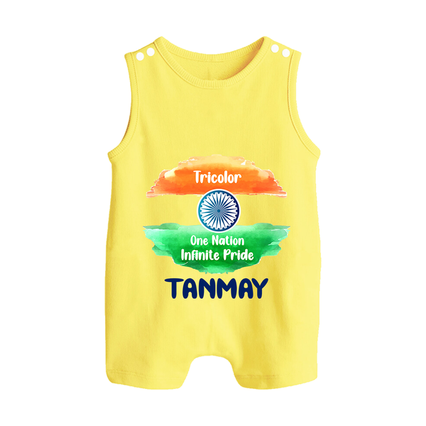 Tricolour Infinite Pride Button Romper - PASTEL YELLOW - New Born (Chest 18")