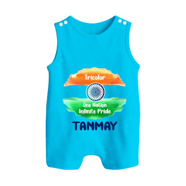 Tricolour Infinite Pride Button Romper - SKY BLUE - New Born (Chest 18")