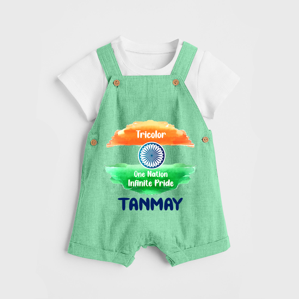 One Nation Infinite Pride Personalised Kid Dungaree - GREEN - 0 - 5 Months Old (Chest 18")