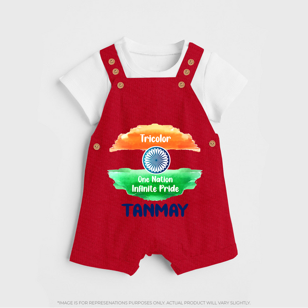 One Nation Infinite Pride Personalised Kid Dungaree - RED - 0 - 5 Months Old (Chest 18")