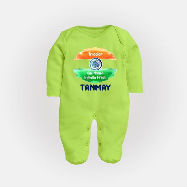 Tricolour Infinite Pride Full Body Suit - LIME GREEN - New Born (Chest 7.5")