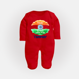One Nation Infinite Pride Personalised Baby Fullbody Suit - RED - New Born (Chest 7.5")