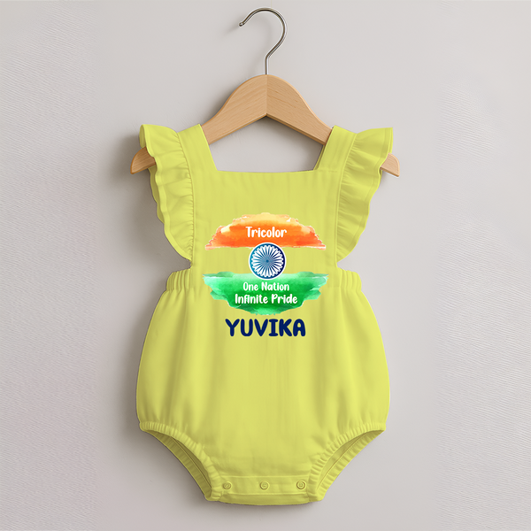 One Nation Infinite Pride Personalised  Romper Frock - PASTEL YELLOW - 0 - 3 Months Old (Chest 19")