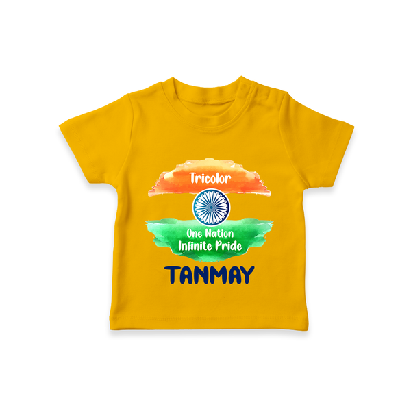 One Nation Infinite Pride Personalised Kid T-Shirt - CHROME YELLOW - 0-5 Months Old (Chest 17")