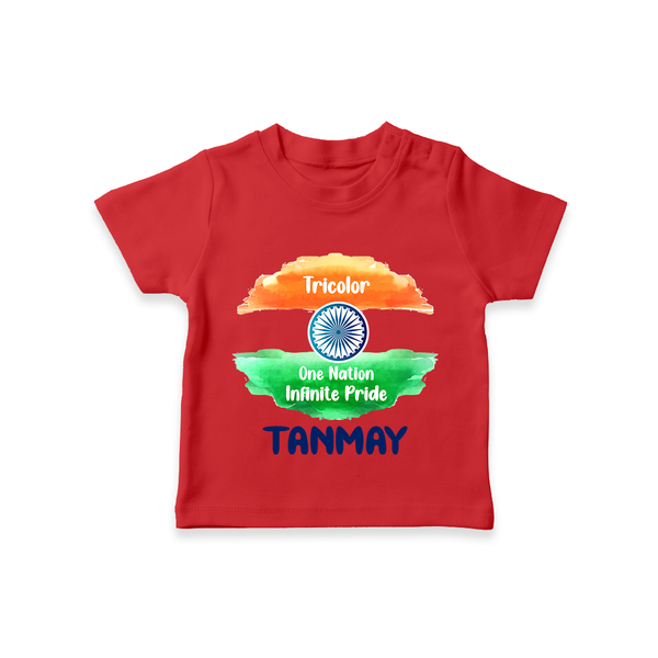One Nation Infinite Pride Personalised Kid T-Shirt - RED - 0-5 Months Old (Chest 17")