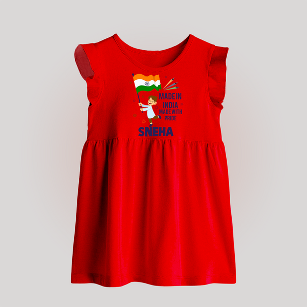 Made in India Made with Pride Customized   Baby Frock - RED - 0 - 3 Months Old (Chest 17")