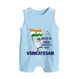 Made in India Little Patriot Button Romper - BABY BLUE - New Born (Chest 18")