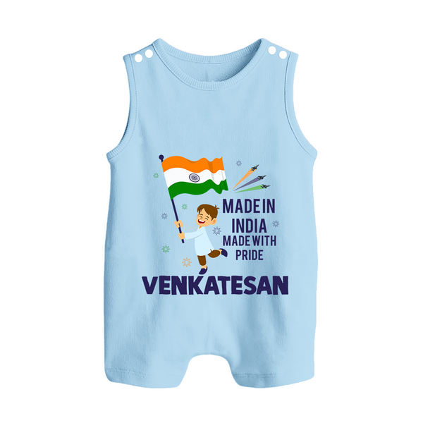 Made in India Little Patriot Button Romper - BABY BLUE - New Born (Chest 18")