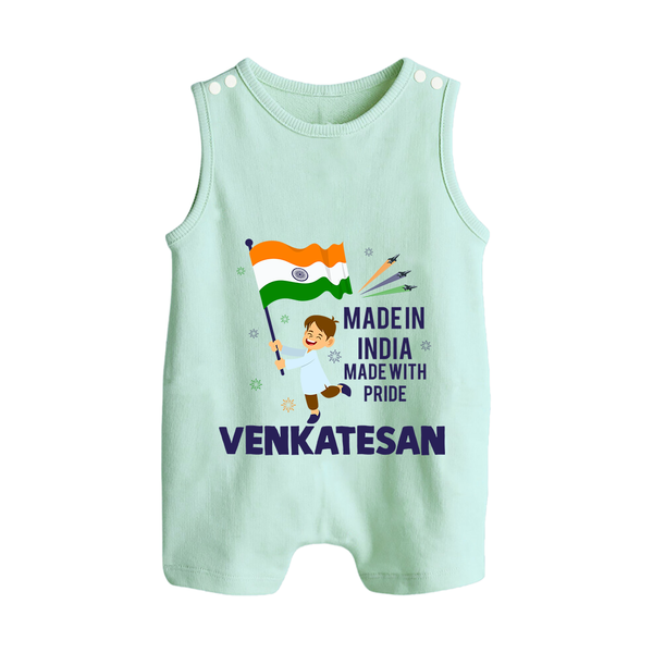 Made in India Little Patriot Button Romper - MINT GREEN - New Born (Chest 18")