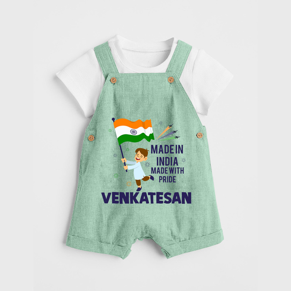 Made in India Made with Pride Customized Kid Dungaree - MINT GREEN - 0 - 5 Months Old (Chest 18")