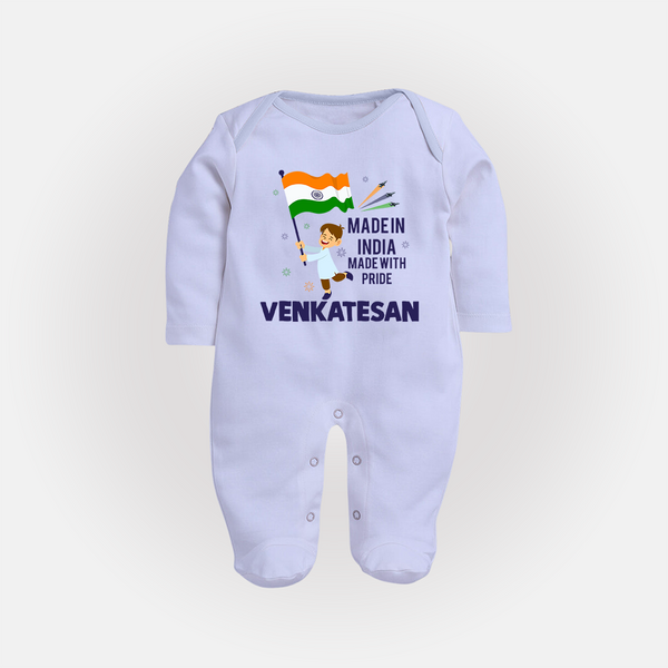 Made in India Little Patriot Full Body Suit - BABY BLUE - New Born (Chest 7.5")