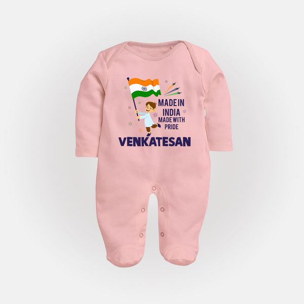 Made in India Made with Pride Customized Baby Fullbody Suit - BABY PINK - New Born (Chest 7.5")