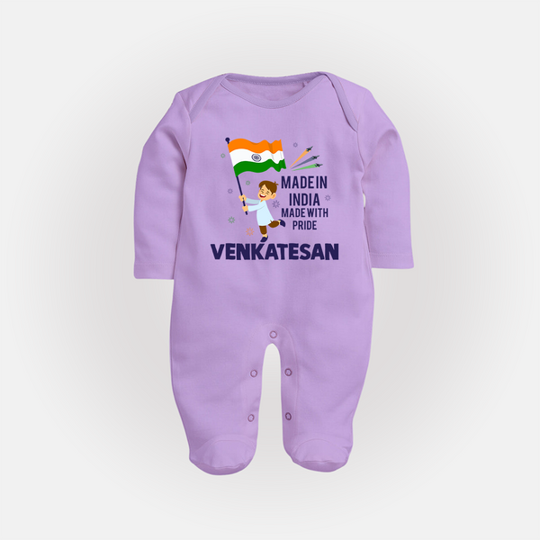 Made in India Little Patriot Full Body Suit - LILAC - New Born (Chest 7.5")