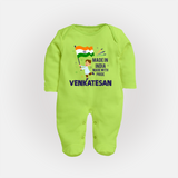 Made in India Little Patriot Full Body Suit - LIME GREEN - New Born (Chest 7.5")