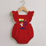 Made in India Made with Pride Customized   Romper Frock - RED - 0 - 3 Months Old (Chest 19")