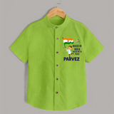 Made in India Little Patriot Shirt - LIME GREEN - 0 - 6 Months Old (Chest 23")