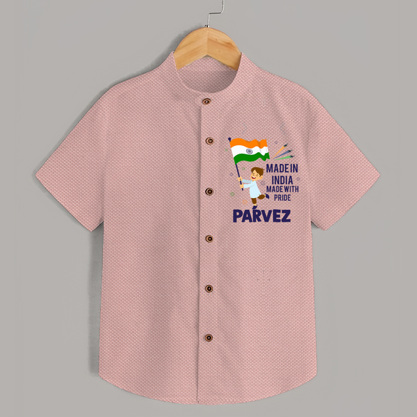 Made in India Little Patriot Shirt - PEACH - 0 - 6 Months Old (Chest 23")