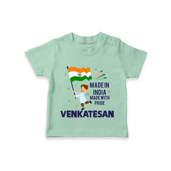 Made in India Little Patriot T Shirt - MINT GREEN - 0-5 Months Old (Chest 17")