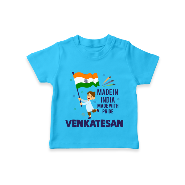 Made in India Little Patriot T Shirt - SKY BLUE - 0-5 Months Old (Chest 17")